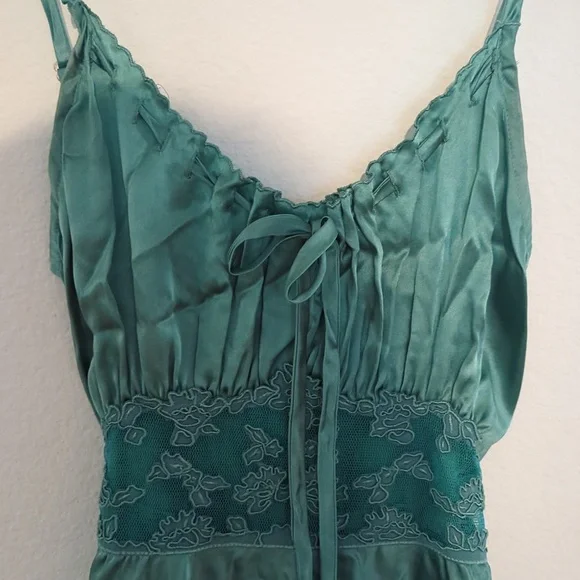 Betsey Johnson Silk Teal Lace Trim Dress - Picture 2 of 10
